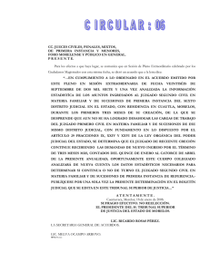 Circular número 06 con fecha de publicación en el boletín judicial