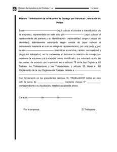 Modelo Terminación de la Relación de Trabajo por Voluntad