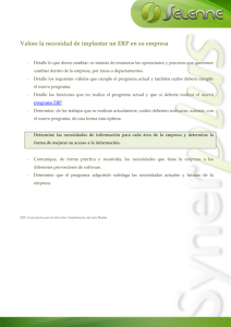 Valore la necesidad de implantar un ERP en su empresa