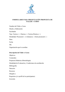 FORMULARIO PARA PRESENTACIÓN PROPUESTA DE TALLER