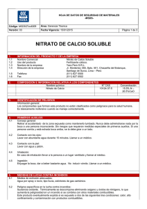 Nitrato de Calcio Soluble: MSDS Fertilizante Cálcico