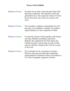 Prayer of the Faithful Deacon or Reader: For these his servants