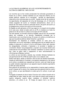LA CULTURA ES UN DERECHO. NI LUJO, NI ENTRETENIMIENTO