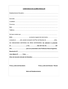 Constancia Alumno Regular - Modelo para completar