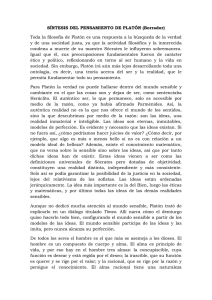 SÍNTESIS DEL PENSAMIENTO DE PLATÓN (Borrador) Toda la