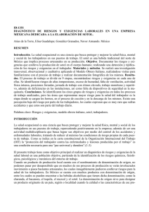 ID:1351 DIAGNÓSTICO DE RIESGOS Y EXIGENCIAS LABORALES