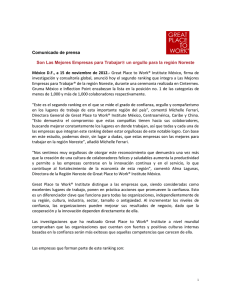 Comunicado de prensa Son Las Mejores Empresas para Trabajar