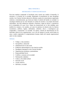 ÁREA TEMÁTICA SOCIOLOGÍA Y CIENCIAS SOCIALES Esta área