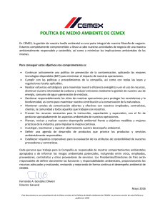 POLÍTICA DE MEDIO AMBIENTE DE CEMEX