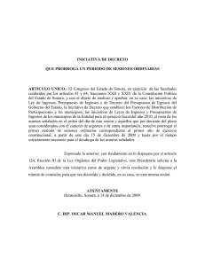 INICIATIVA DE DECRETO QUE PRORROGA UN PERIODO DE