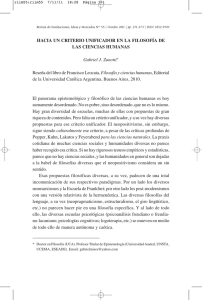 HACIA UN CRITERIO UNIFICADOR EN LA FILOSOFÍA DE LAS