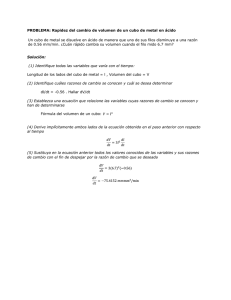 PROBLEMA: Rapidez del cambio de volumen de un cubo de metal