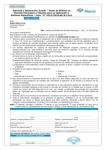 Solicitud y Declaración Jurada – Venta de Billetes en Moneda