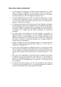 Optica, Física Cuántica y Radiactividad 1. Un rayo luminoso se