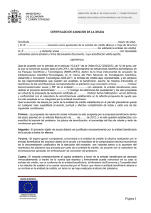 Certificado de asunción de deuda