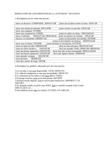 resolución de los ejercicios de la actividad 7 de léxico