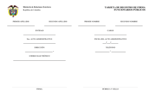 tarjeta de registro de firma funcionarios públicos