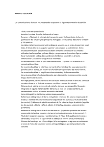 NORMAS DE EDICIÓN Las comunicaciones deberán ser