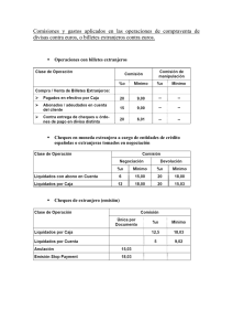 Comisiones y gastos aplicados en las operaciones