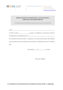 Sr. Presidente de la Junta Electoral de la Facultad de Ciencias del