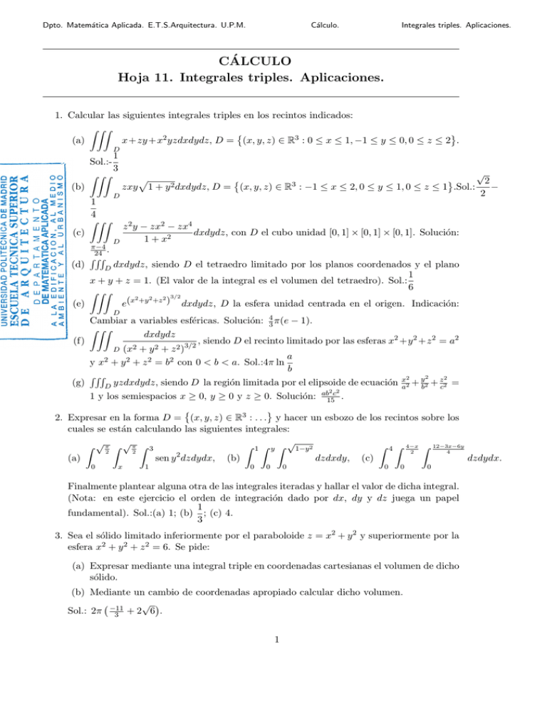 Hoja 11 Departamento De Matematica Aplicada Ets De Arquitectura
