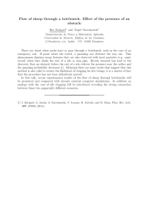 Flow of sheep through a bottleneck. Effect of the presence of an