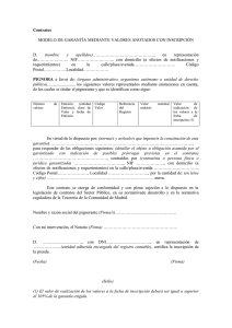 Contratos MODELO DE GARANTÍA MEDIANTE VALORES