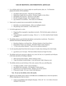 Use of Definite and Indefinite Articles