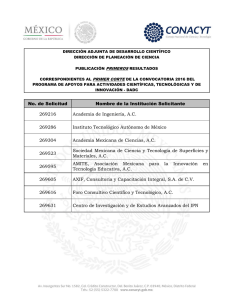 No. de Solicitud Nombre de la Institución Solicitante
