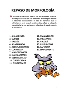 Ejercicios de Morfología Española: Análisis de Palabras