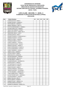 lista clase - sección: 11 - nivel: 9