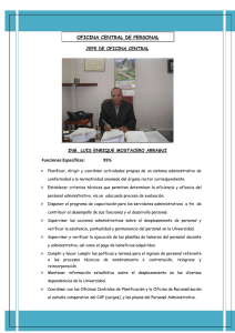 Funciones Específicas: 95% OFICINA CENTRAL DE PERSONAL