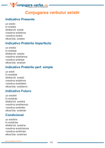 Conjugarea verbului existir