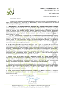 Nota de prensa LOMCE
