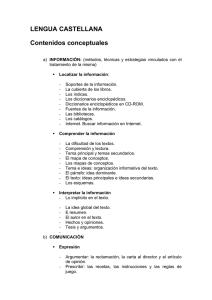 LENGUA CASTELLANA Contenidos conceptuales