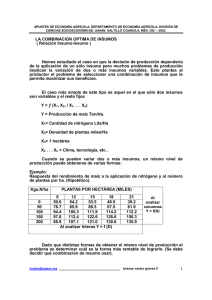 LA COMBINACION OPTIMA DE INSUMOS