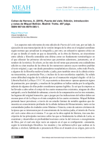 Cohen de Herrera, A. (2015), Puerta del cielo. Edición, introducción