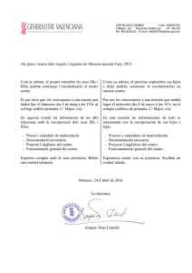 Als pares i mares dels xiquets i xiquetes de Museros nascuts l`any