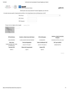 A través de esta opción, Usted podrá veri唵car si el comprobante