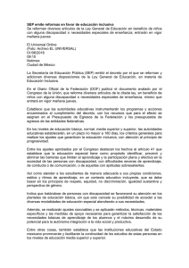 SEP emite reformas en favor de educación inclusiva Se reforman