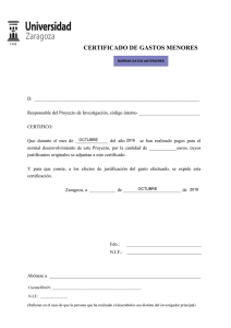 Certificado de Gastos Menores - Proyecto de Investigación