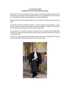 S.E. Juez Peter Tomka Presidente de la Corte Internacional de Justicia
