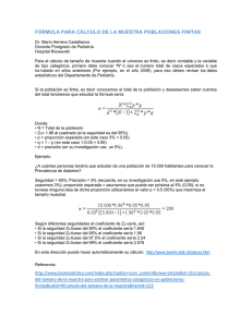 Fórmula para Cálculo de Muestra en Poblaciones Finitas