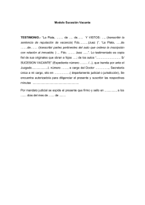 Modelo Sucesión Vacante TESTIMONIO.