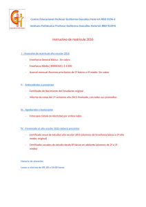 Instructivo de matrícula 2016 - Colegio Profesor Guillermo González