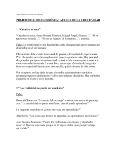 PREJUICIOS E IDEAS ERRÓNEAS ACERCA DE LA CREATIVIDAD