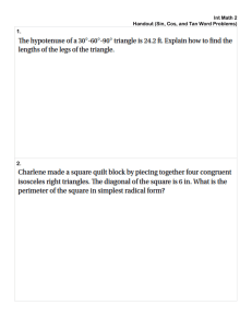 Sin, Cos, Tan Word Problems: Math Handout