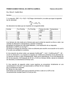 Examen de Cinética Química: Problemas y Soluciones