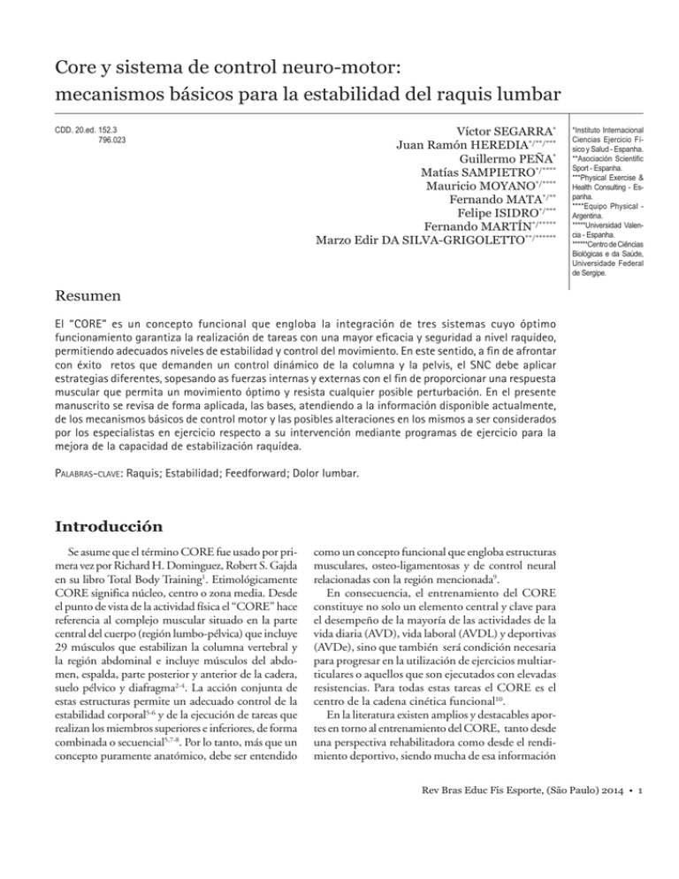 Core y sistema de control neuromotor mecanismos