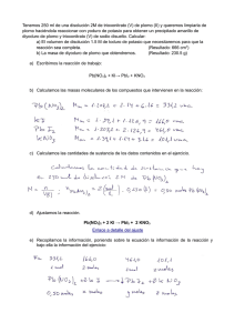 Problema Resuelto: Reacción de Plomo y Yoduro de Potasio